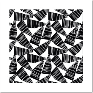 Abstract Black And White Shapes Collage Posters and Art